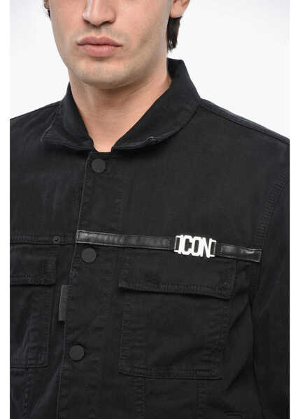 Geci de blugi DSQUARED2 Icon Denim Boxy Jean Jacket With Silver-Tone Detail Black Barbati (BM 19247435) 3