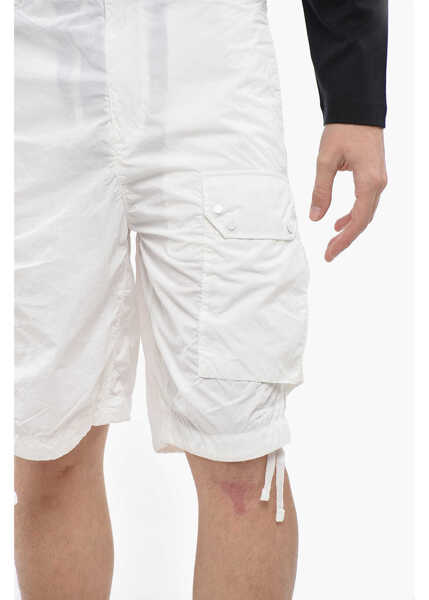 Pantaloni scurti TEN C Solid Color Nylon Shorts With Logoed Patch White Barbati (BM 19247438) 3