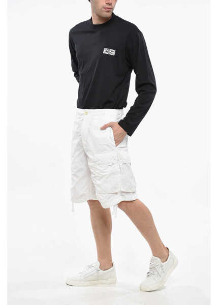 Pantaloni scurti TEN C Solid Color Nylon Shorts With Logoed Patch White Barbati (BM 19247438) 4