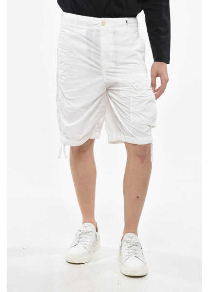 Pantaloni scurti TEN C Solid Color Nylon Shorts With Logoed Patch White Barbati (BM 19247438) 1