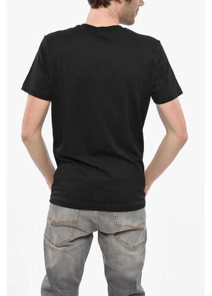 Tricouri Diesel Solid Color T-Diegor-D1 Crew-Neck T-Shirt With Flocked Print Black Barbati (BM 19247441) 2