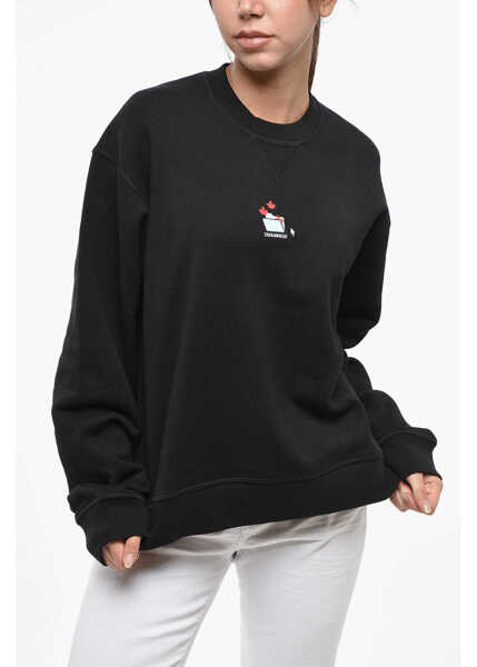 Bluze de trening DSQUARED2 Fleeced Cotton Cool Fit Crew-Neck Sweatshirt Black Femei (BM 19247444) 1