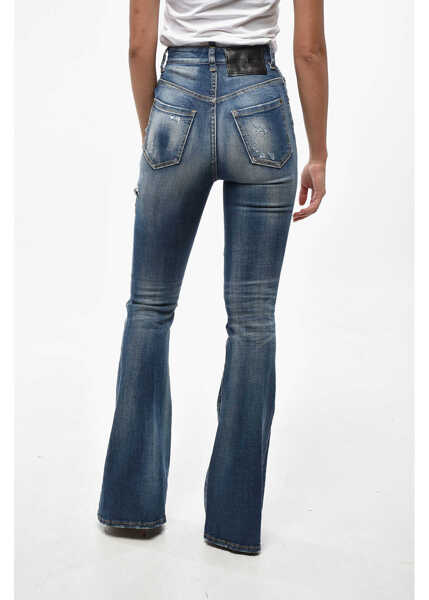 Blugi drepti DSQUARED2 Vintage Effect Stretch Denim Flared Jeans 28Cm Blue Femei (BM 19247447) 2