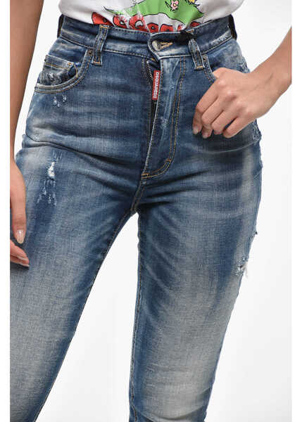 Blugi drepti DSQUARED2 Vintage Effect Stretch Denim Flared Jeans 28Cm Blue Femei (BM 19247447) 3