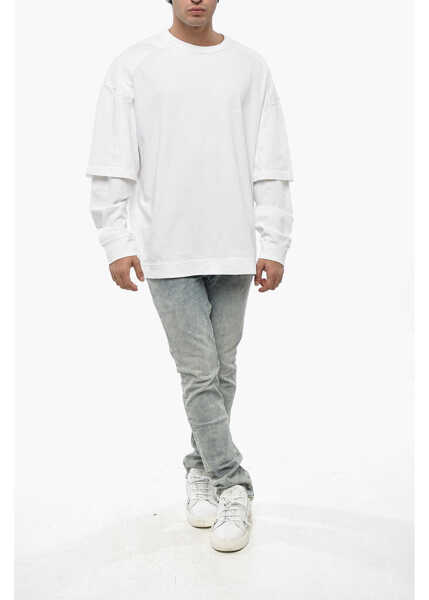 Tricouri DARKPARK Solid Color Long Sleeved Theo T-Shirt White Barbati (BM 19247459) 4