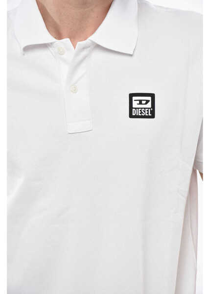 Tricouri Polo Diesel Hopsack Cotton Blend Smith Polo With Logo Patch White Barbati (BM 19247462) 3