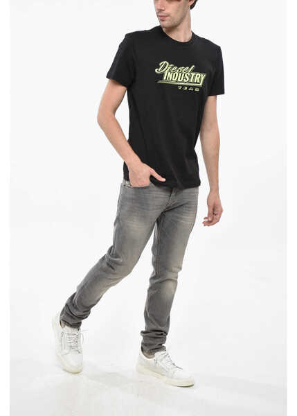 Tricouri Diesel Crew Neck Industry T-Shirt With Embossed Logo Black Barbati (BM 19247477) 4