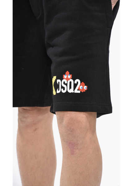 Pantaloni scurti DSQUARED2 Pac-Man Plain Shorts Relax Fit With Front Print Black Barbati (BM 19247486) 3
