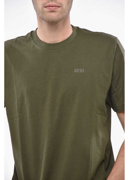 Tricouri Diesel Crew Neck Cotton T-Shirt With Printed Logo Military Green Barbati (BM 19247495) 3