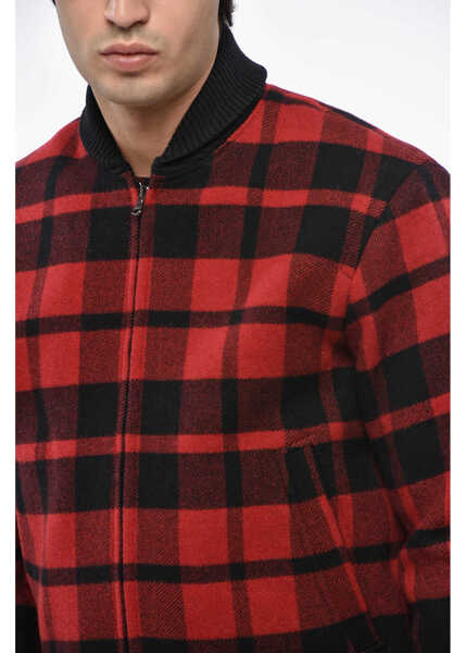 Bomber jacket Woolrich Buffalo Checked Wool Blend Bomber Jacket Red Barbati (BM 19247498) 3