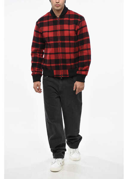 Bomber jacket Woolrich Buffalo Checked Wool Blend Bomber Jacket Red Barbati (BM 19247498) 4