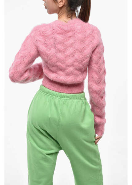 Pulovere DSQUARED2 Cable Knit Cropped Mohair Sweater Pink Femei (BM 19247501) 3