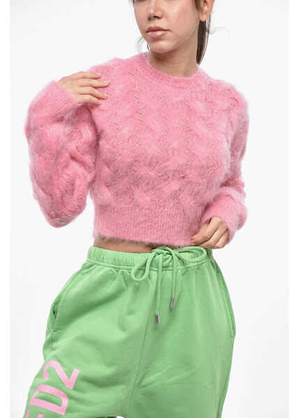 Pulovere DSQUARED2 Cable Knit Cropped Mohair Sweater Pink Femei (BM 19247501) 1