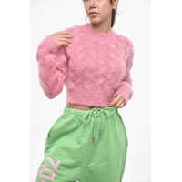 Pulovere Cable Knit Cropped Mohair Sweater Femei