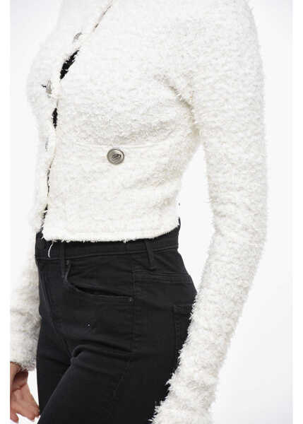 Cardigane Balenciaga Lurex And Tweed Crop Cardigan White Femei (BM 19247510) 2