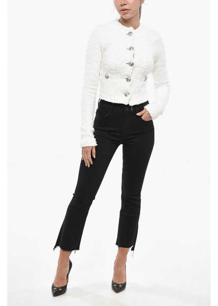 Cardigane Balenciaga Lurex And Tweed Crop Cardigan White Femei (BM 19247510) 4