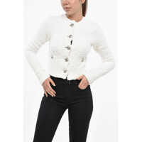 Cardigane Lurex And Tweed Crop Cardigan Femei