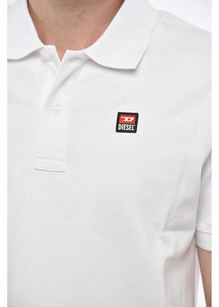 Tricouri Polo Diesel Hopsack Cotton Blend Smith Polo With Logo Patch White Barbati (BM 19247516) 3