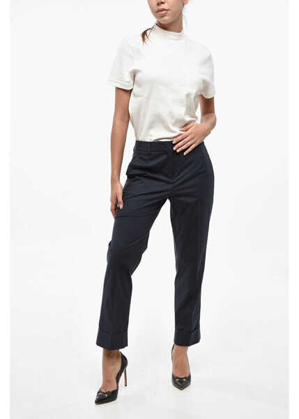 Pantaloni casual Incotex Cuffed Hem Nevet Chino Pants Blue Femei (BM 19247525) 4