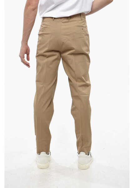 Pantaloni casual Incotex Slowear Single-Pleated Stretch Cotton Tapered Fit Pants Beige Barbati (BM 19247534) 2