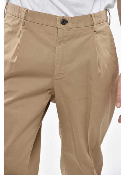 Pantaloni casual Incotex Slowear Single-Pleated Stretch Cotton Tapered Fit Pants Beige Barbati (BM 19247534) 3