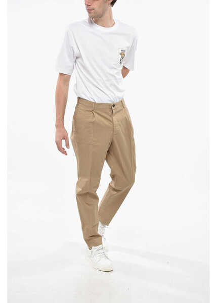 Pantaloni casual Incotex Slowear Single-Pleated Stretch Cotton Tapered Fit Pants Beige Barbati (BM 19247534) 4