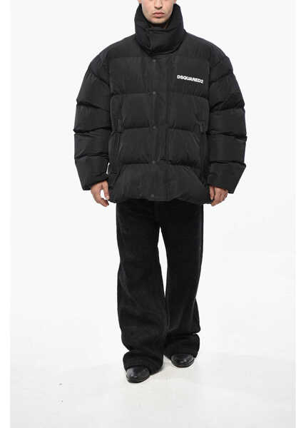 Jachete DSQUARED2 Solid Color Padded Jacket Black Barbati (BM 19247540) 4