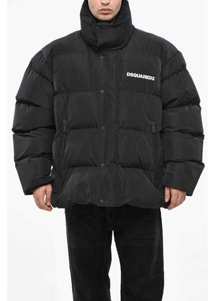 Jachete DSQUARED2 Solid Color Padded Jacket Black Barbati (BM 19247540) 1