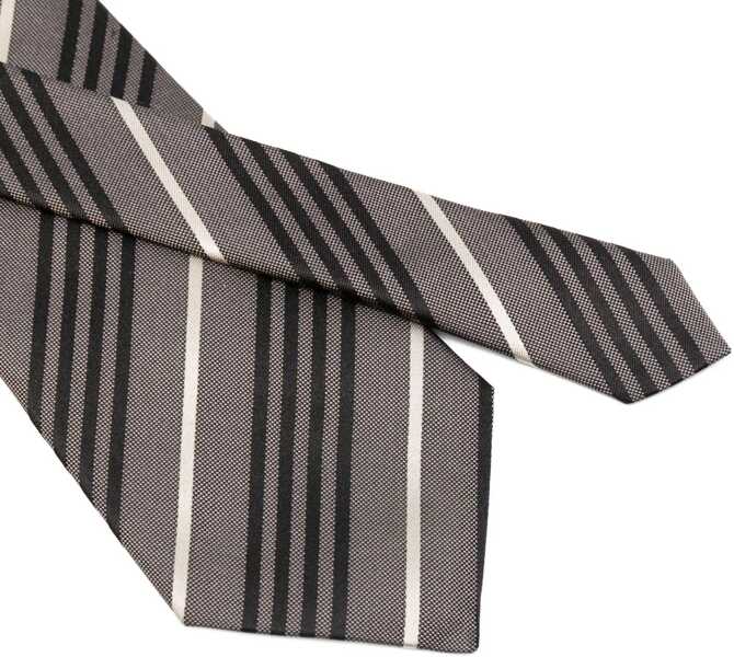 Cravate Saint Laurent Wide Striped Tie GREY Barbati (BM 19247654) 3