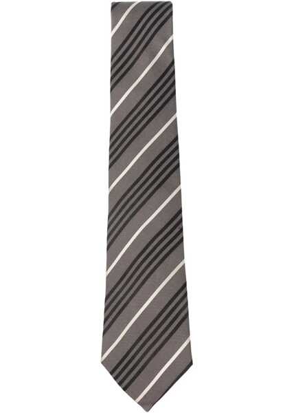 Cravate Saint Laurent Wide Striped Tie GREY Barbati (BM 19247654) 1