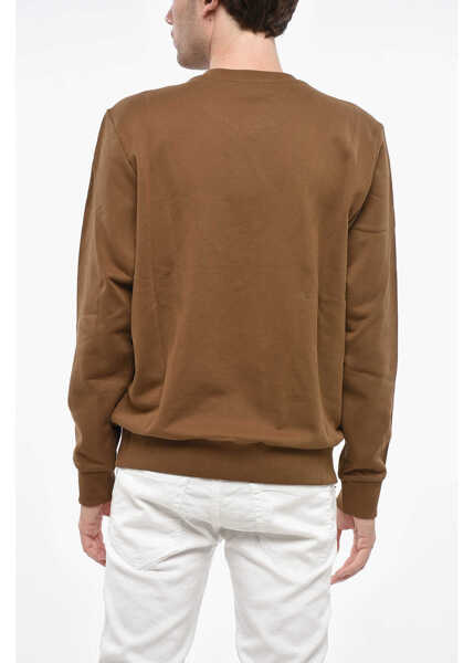 Bluze de trening Diesel Crew Neck Brushed Cotton Sweatshirt With Ton Sur Ton Logo Brown Barbati (BM 19247711) 2
