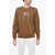 Diesel Crew Neck Brushed Cotton Sweatshirt With Ton Sur Ton Logo Brown