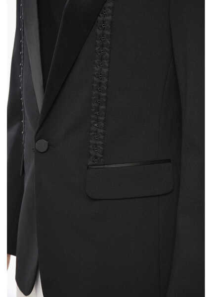 Sacouri DSQUARED2 Virgin Wool Blend London Tuxedo Blazer With Corset Black Barbati (BM 19247726) 3