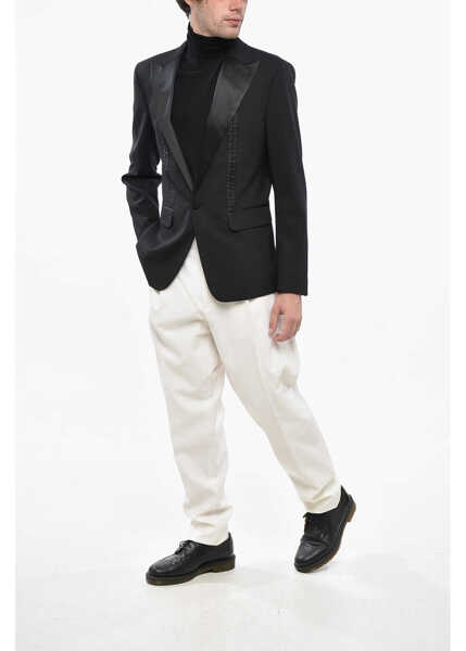 Sacouri DSQUARED2 Virgin Wool Blend London Tuxedo Blazer With Corset Black Barbati (BM 19247726) 4