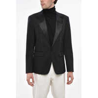Sacouri Virgin Wool Blend London Tuxedo Blazer With Corset Barbati