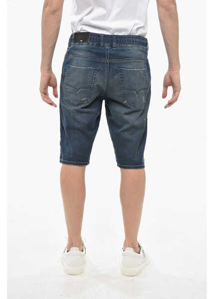 Pantaloni scurti Diesel Joggjeans Delav Denim Shorts With Drawstring Blue Barbati (BM 19247729) 2