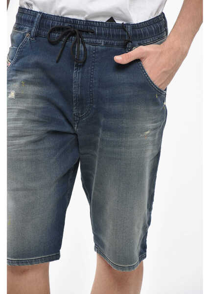 Pantaloni scurti Diesel Joggjeans Delav Denim Shorts With Drawstring Blue Barbati (BM 19247729) 3