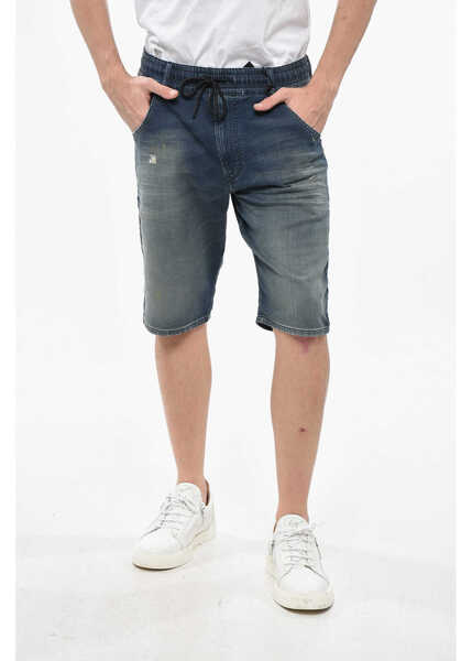 Pantaloni scurti Diesel Joggjeans Delav Denim Shorts With Drawstring Blue Barbati (BM 19247729) 1