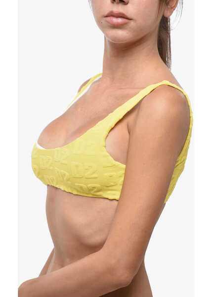 Sutiene DSQUARED2 Velvet Logoed Bandeau Bikini Top Yellow Femei (BM 19247732) 2
