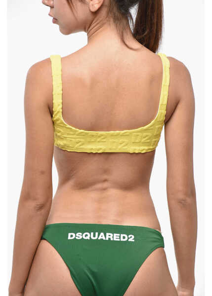 Sutiene DSQUARED2 Velvet Logoed Bandeau Bikini Top Yellow Femei (BM 19247732) 3