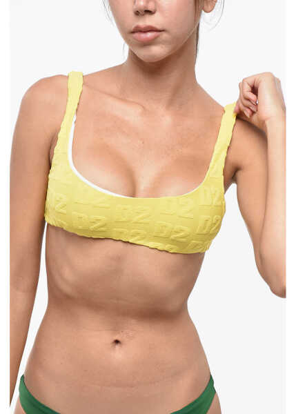 Sutiene DSQUARED2 Velvet Logoed Bandeau Bikini Top Yellow Femei (BM 19247732) 1