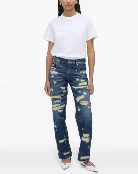 Blugi drepti Marc Jacobs Distressed Jeans With Logo Button 22Cm Blue Femei (BM 19247741) 2
