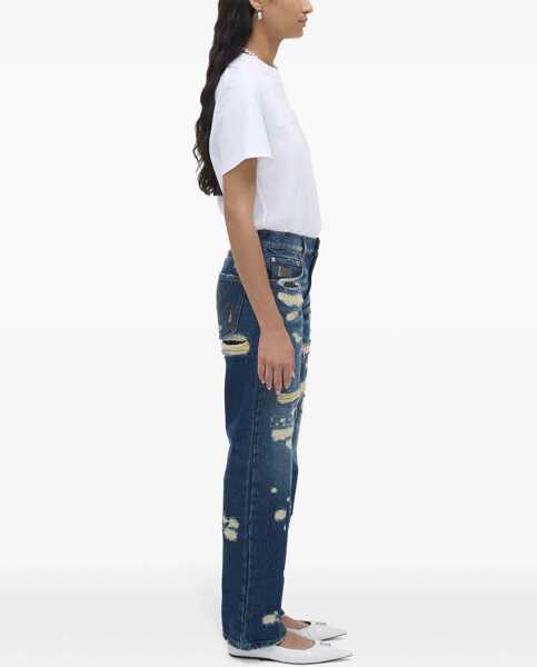 Blugi drepti Marc Jacobs Distressed Jeans With Logo Button 22Cm Blue Femei (BM 19247741) 3