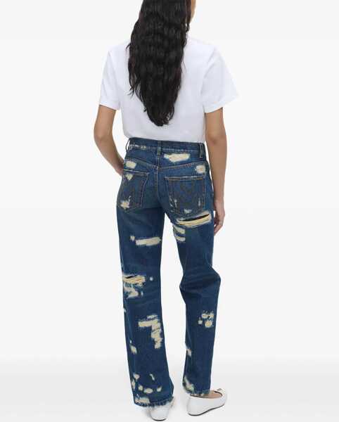 Blugi drepti Marc Jacobs Distressed Jeans With Logo Button 22Cm Blue Femei (BM 19247741) 4