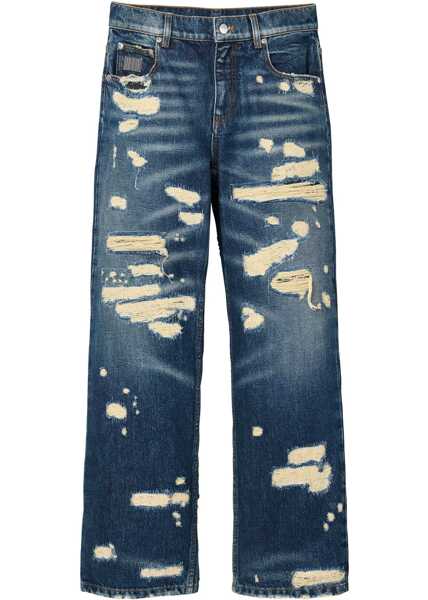 Blugi drepti Marc Jacobs Distressed Jeans With Logo Button 22Cm Blue Femei (BM 19247741) 1