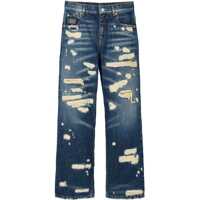 Blugi drepti Distressed Jeans With Logo Button 22Cm Femei