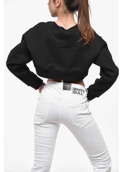 Bluze de trening DSQUARED2 Fleeced Cotton Cropped Cool Fit Crew-Neck Sweatshirt Black Femei (BM 19247753) 3