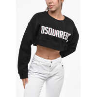 Bluze de trening Fleeced Cotton Cropped Cool Fit Crew-Neck Sweatshirt Femei