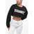 DSQUARED2 Fleeced Cotton Cropped Cool Fit Crew-Neck Sweatshirt Black