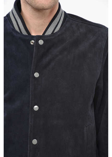 Bomber jacket Diesel Suede Bulc Bomber Jacket With Snap Buttons Blue Barbati (BM 19247762) 3